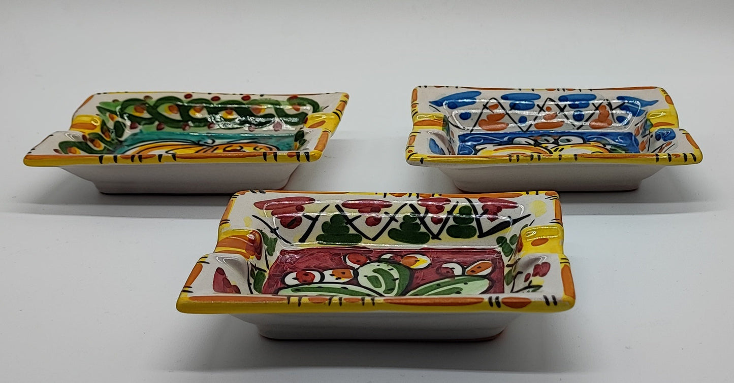 Hand-Painted Sicilian Ceramic Ashtray – Caltagirone Italian Pottery