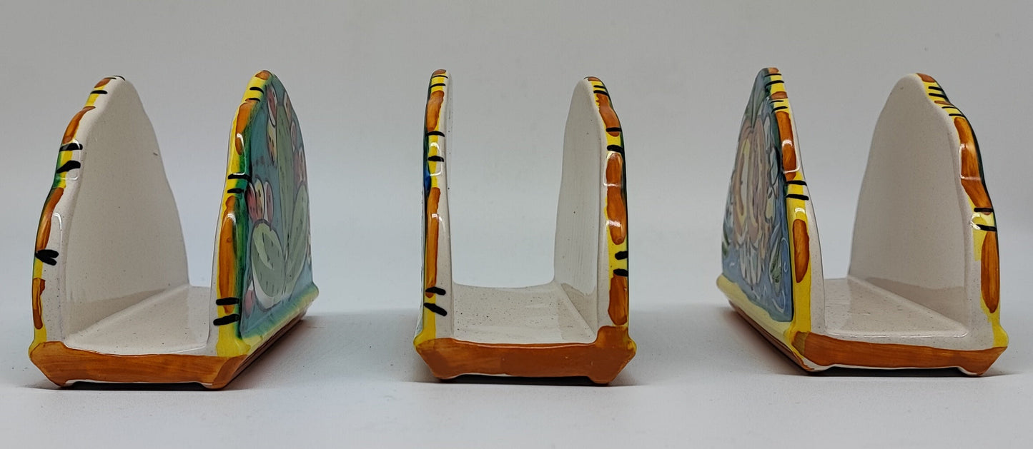 Hand-Painted Sicilian Ceramic Napkin Holder – Caltagirone Italian Pottery