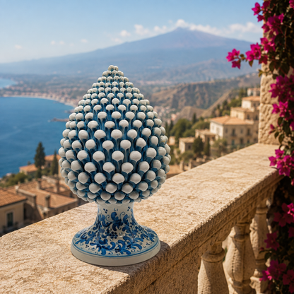 Large Sicilian Ceramic Pine Cone 42 cm – Handmade Italian Pigna