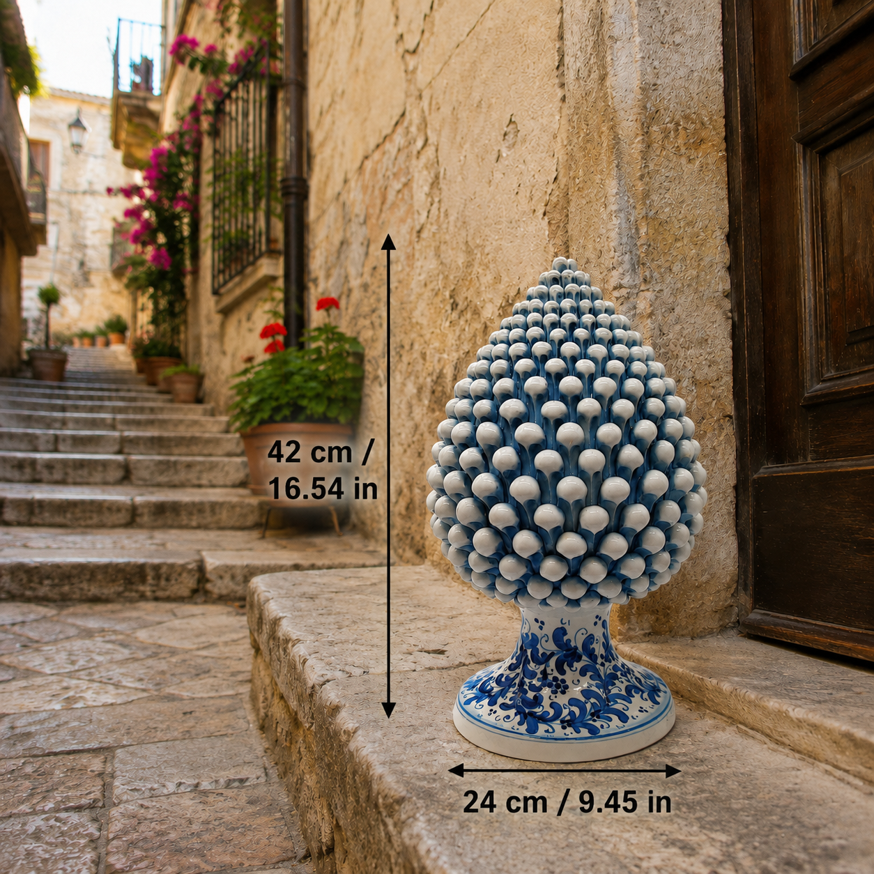 Large Sicilian Ceramic Pine Cone 42 cm – Handmade Italian Pigna