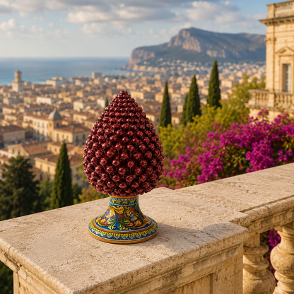 Large Sicilian Ceramic Pine Cone 42 cm – Handmade Italian Pigna