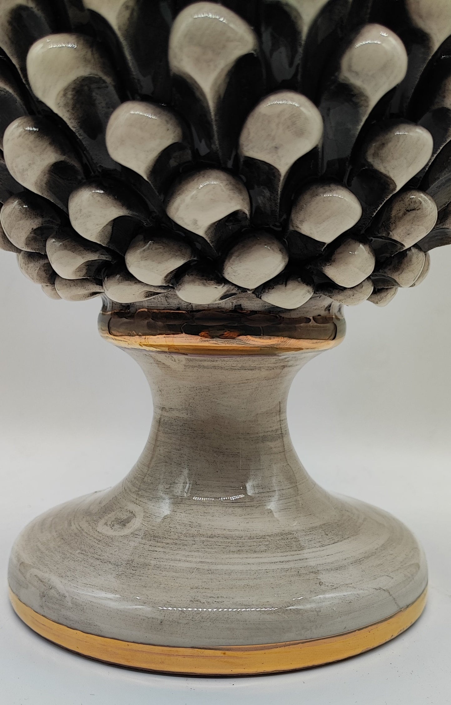 Sicilian Ceramic Pine Cone 35 cm with 24K Gold – Handmade Italian Pigna