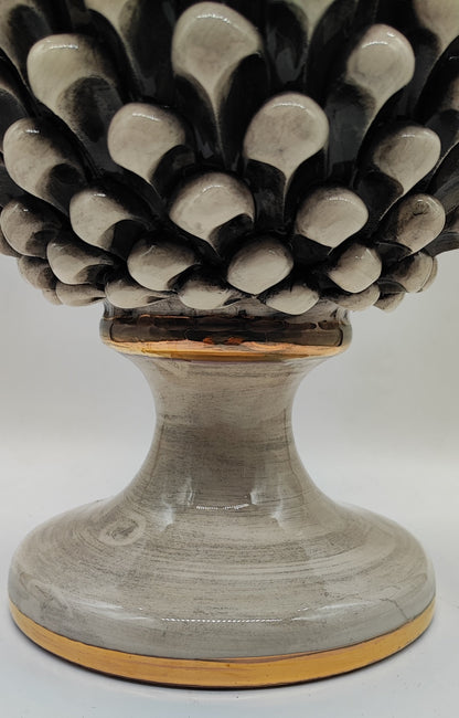 Sicilian Ceramic Pine Cone 35 cm with 24K Gold – Handmade Italian Pigna