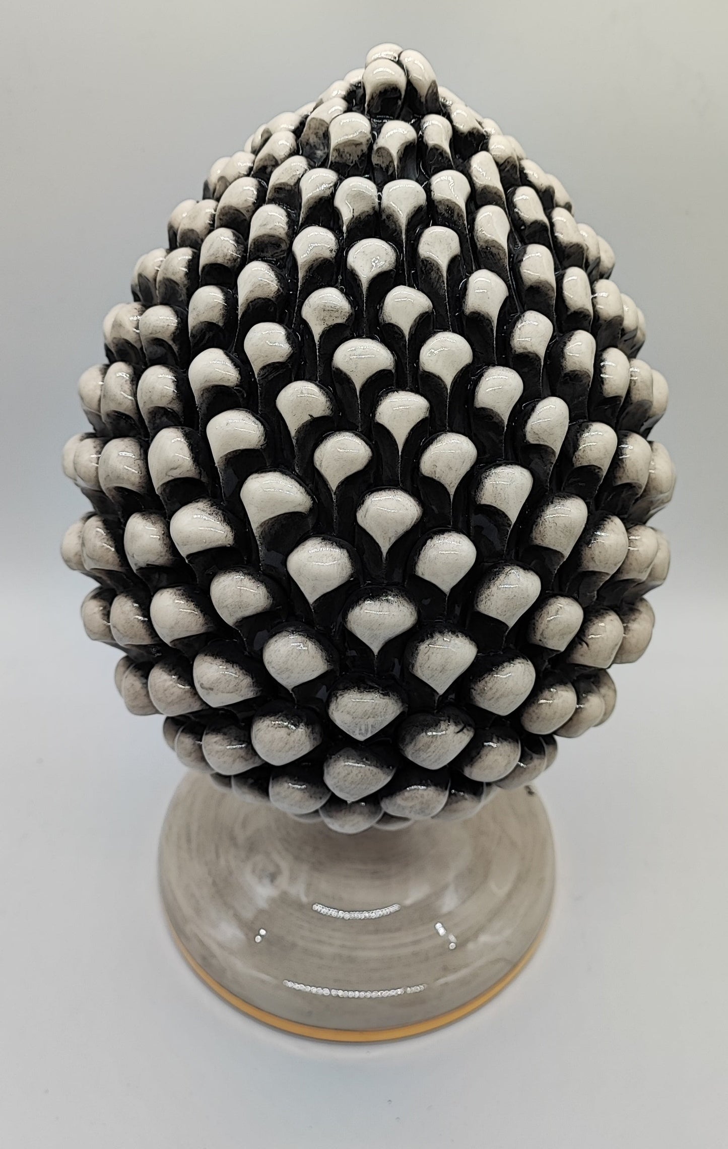 Sicilian Ceramic Pine Cone 35 cm with 24K Gold – Handmade Italian Pigna