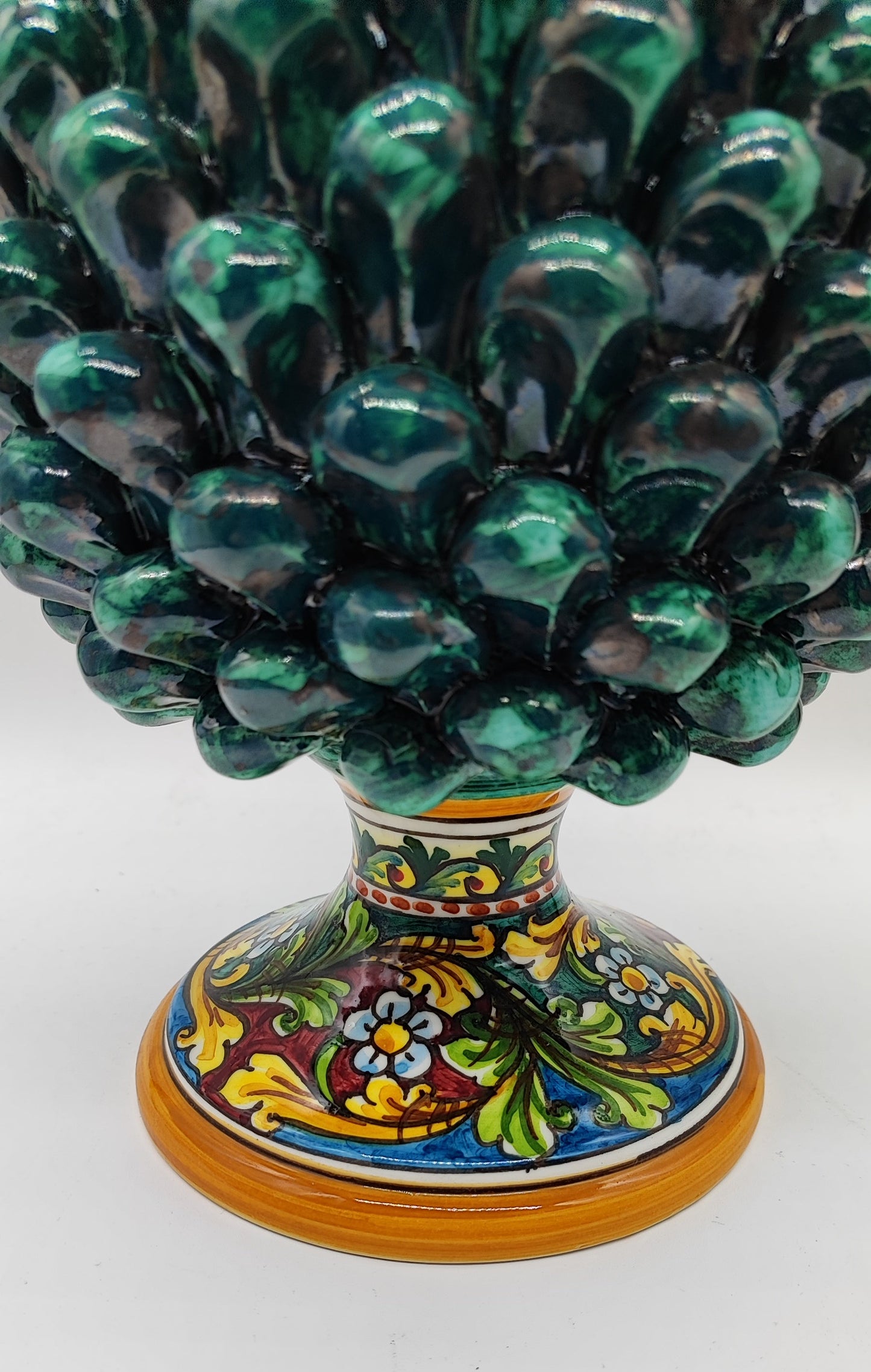 Emerald Green Sicilian Ceramic Pine Cone 31 cm – Italian Pigna