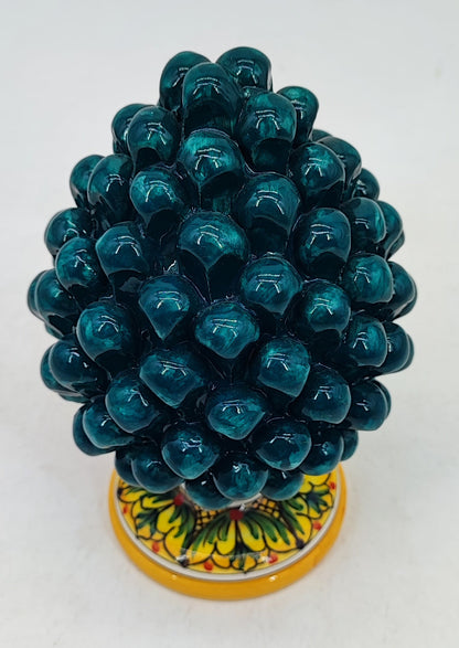 Handmade Sicilian Ceramic Pine Cone – 22 cm Italian Good Luck Decoration