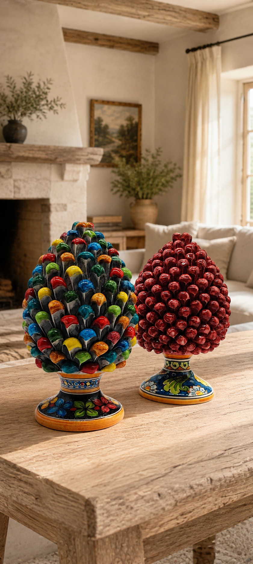 PRICE INCLUDES ONE CERAMIC PINE CONE. PLEASE SELECT MULTICOLOR OR BURGUNDY RED.