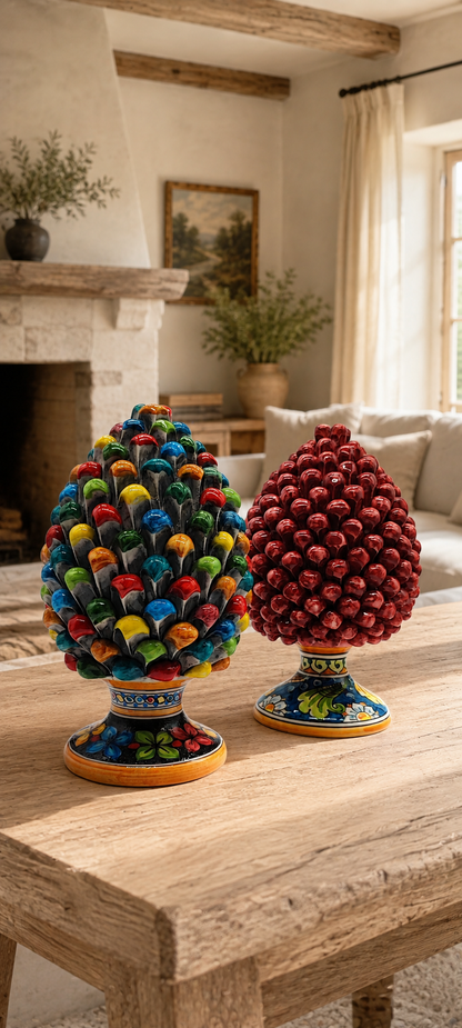 PRICE INCLUDES ONE CERAMIC PINE CONE. PLEASE SELECT MULTICOLOR OR BURGUNDY RED.