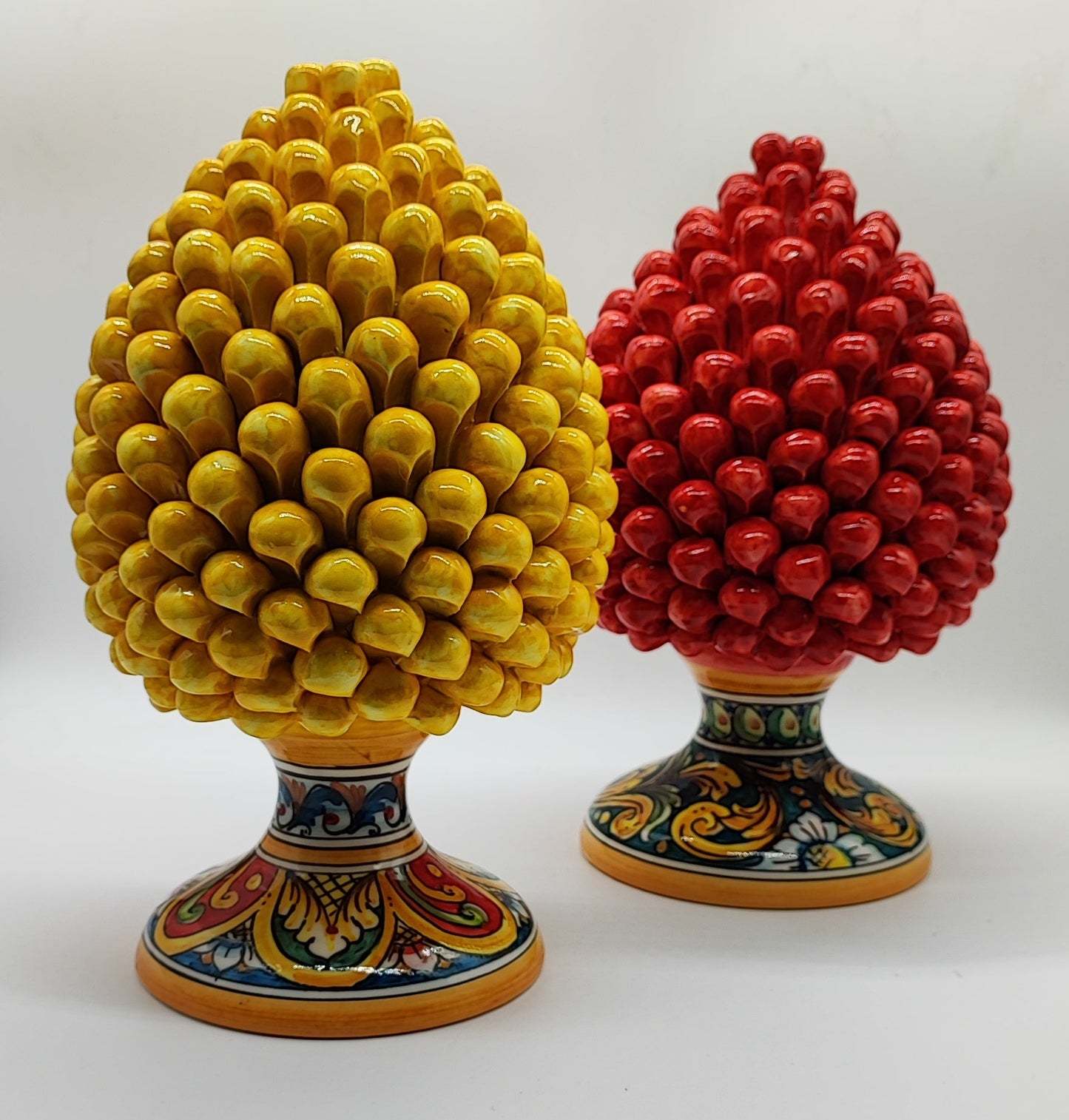 Handmade Sicilian Ceramic Pine Cone 28 cm – Yellow or Red Caltagirone Pigna