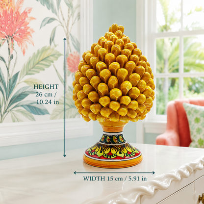 Handmade Sicilian Ceramic Pine Cone 26 cm – Yellow or Cobalt Blue Pigna Decor