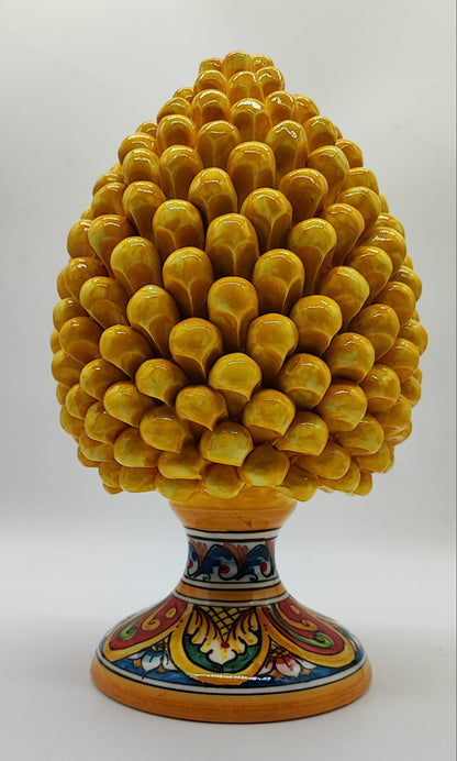 Handmade Sicilian Ceramic Pine Cone 28 cm – Yellow or Red Caltagirone Pigna
