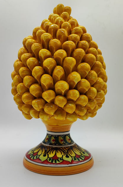 Handmade Sicilian Ceramic Pine Cone 26 cm – Yellow or Cobalt Blue Pigna Decor