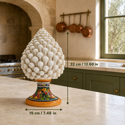 Sicilian Ceramic Pine Cone 32 cm – Handmade Italian Pigna