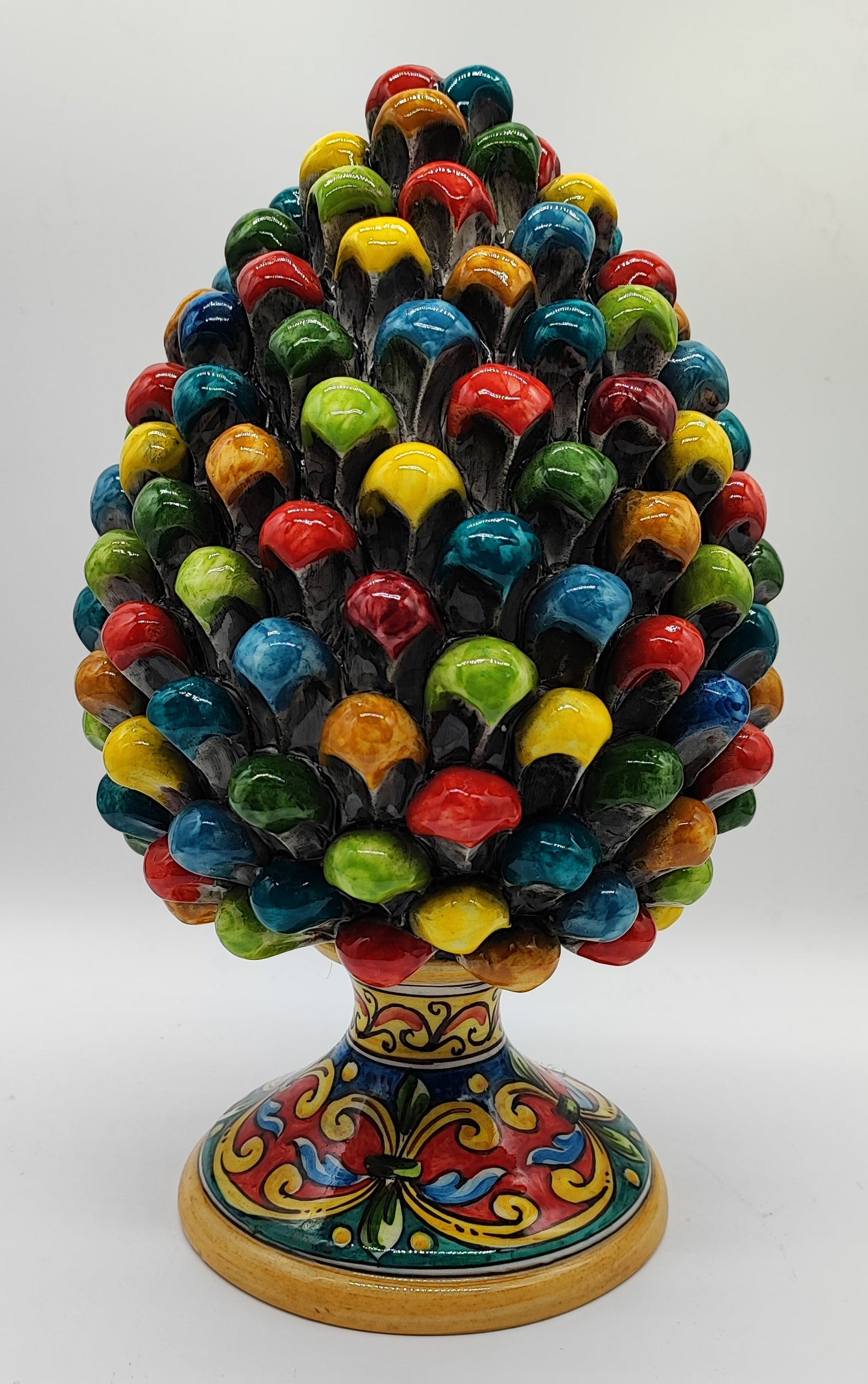 Colorful Sicilian Ceramic Pine Cone 30 cm – Handmade Italian Pigna