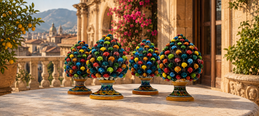 Handmade Sicilian Ceramic Pine Cone – Multicolor Caltagirone Pigna, 22 cm