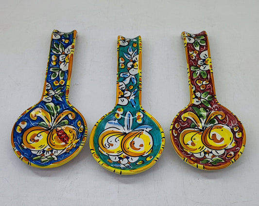 Handmade Sicilian Ceramic Spoon Rest | Ceramica di Caltagirone | Italian Kitchen Spoon Holder | Mediterranean Kitchen Decor | Made in Sicily