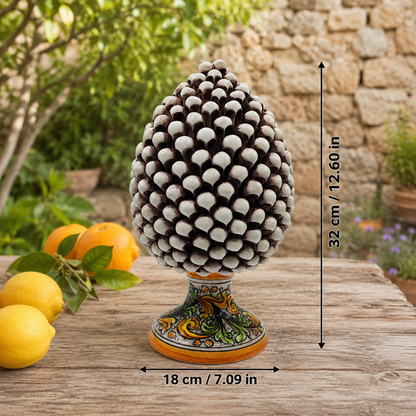 Sicilian Ceramic Pine Cone 32 cm – Handmade Italian Pigna