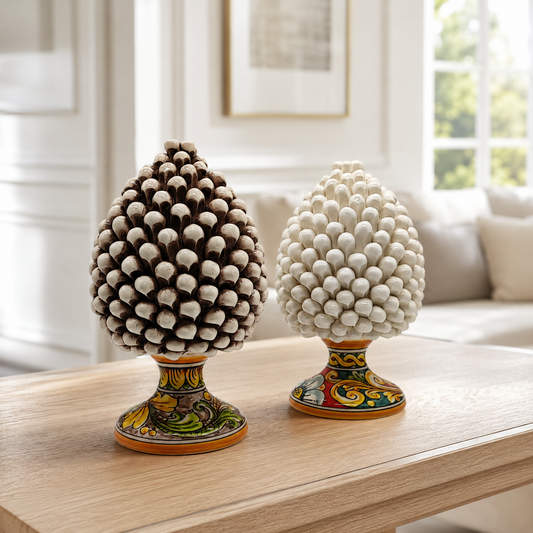 Handmade Sicilian Ceramic Pine Cone 28 cm – Caltagirone Pigna Decor