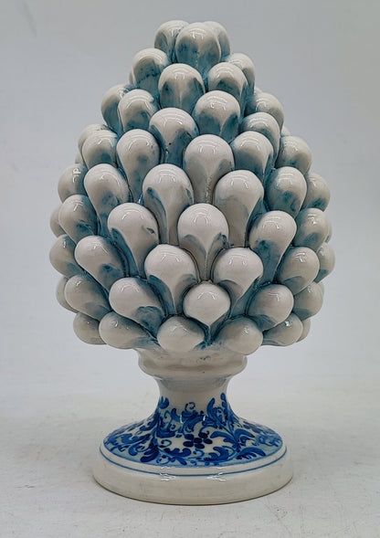 Handmade Sicilian Ceramic Pine Cone in Aqua Blue – Italian Good Luck Home Decor