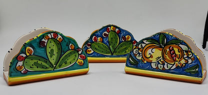 Hand-Painted Sicilian Ceramic Napkin Holder – Caltagirone Italian Pottery