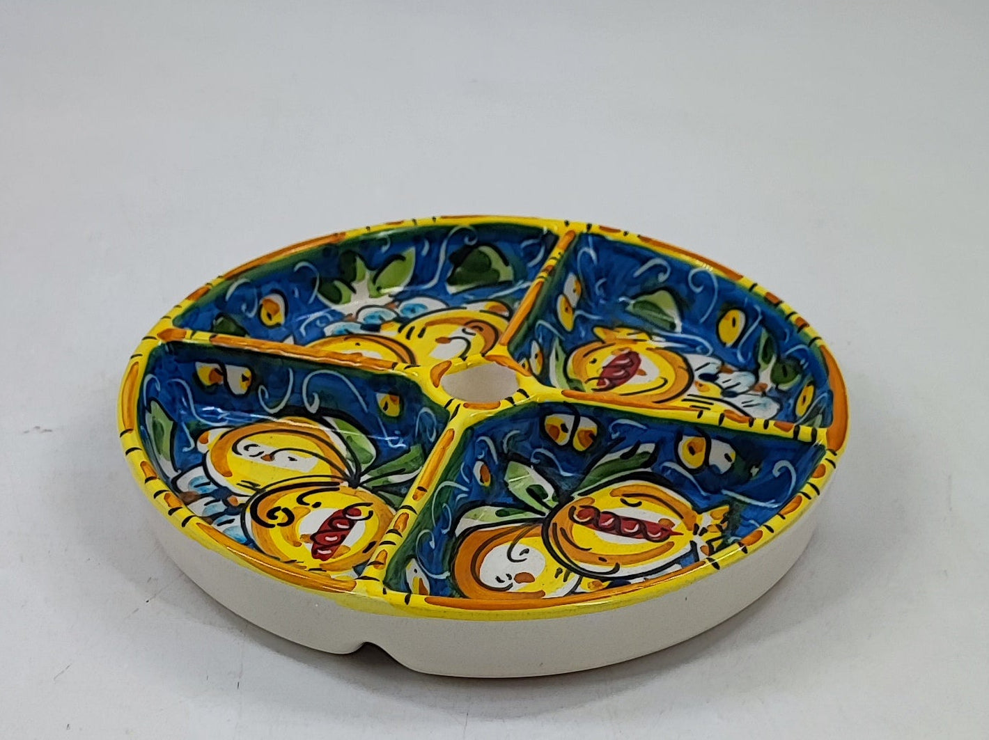Handmade Sicilian Ceramic Appetizer Serving Dish – Caltagirone Antipasti Tray – Hand Painted Italian Snack Platter – Olive, Tapas & Dip Server