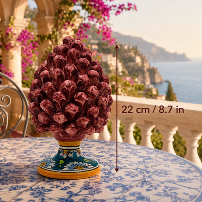 Handmade Sicilian Ceramic Pine Cone – 22 cm Taormina-Inspired Italian Décor