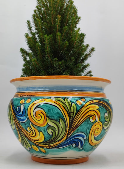 Caltagirone Acqua Green Ceramic vase holder 27cm