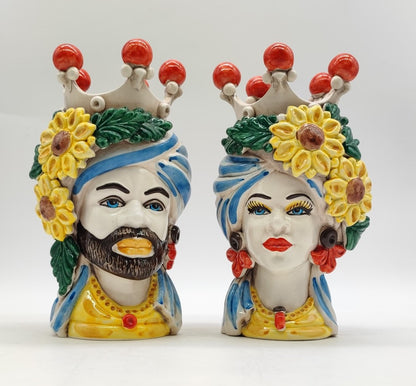 Handcrafted Ceramica di Caltagirone Sicilian Moorish Heads