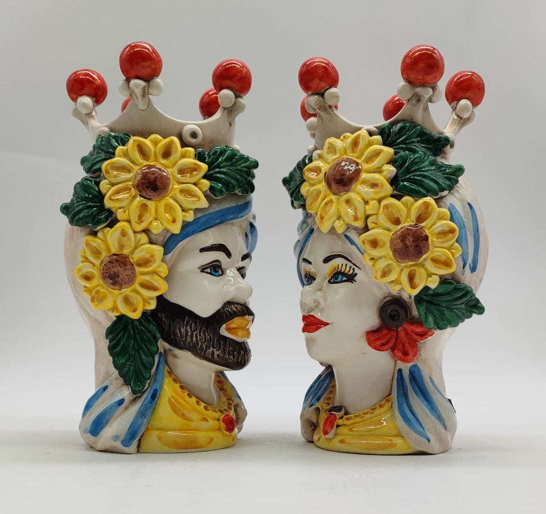 Handcrafted Ceramica di Caltagirone Sicilian Moorish Heads