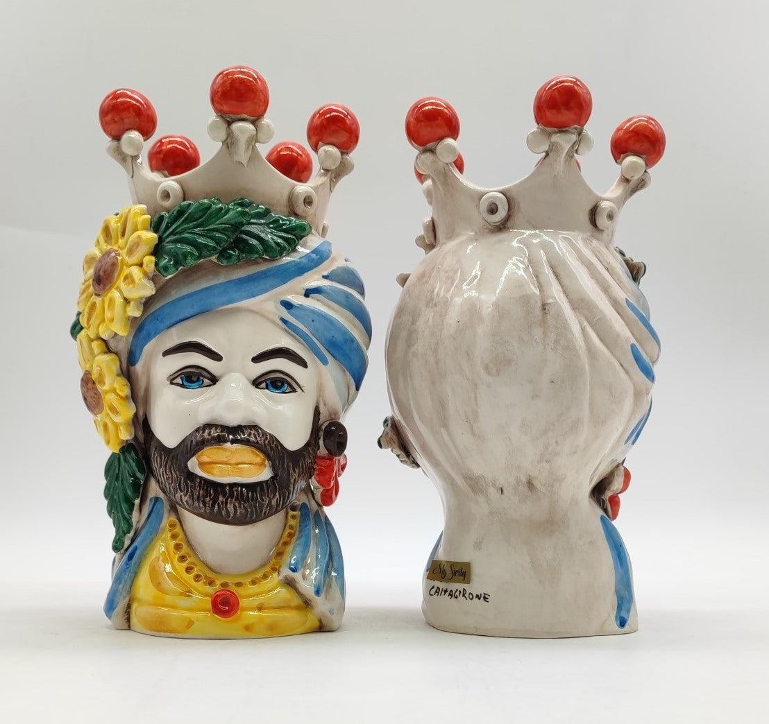 Handcrafted Ceramica di Caltagirone Sicilian Moorish Heads