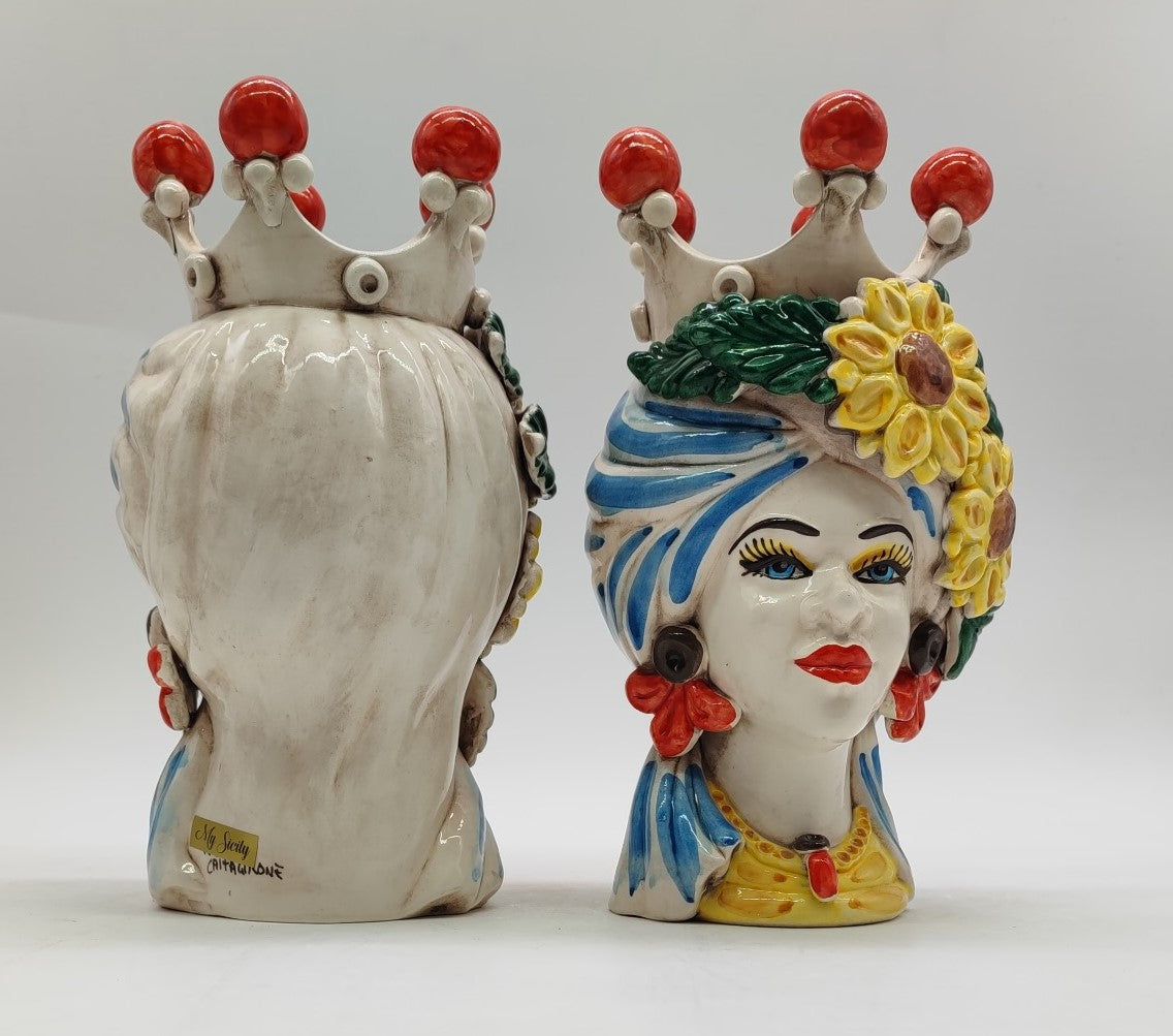 Handcrafted Ceramica di Caltagirone Sicilian Moorish Heads