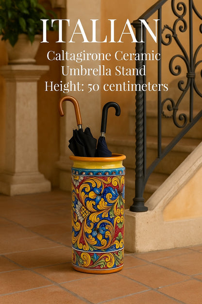 Portaombrelli in ceramica siciliana - Pezzo unico fatto a mano in stile mediterraneo