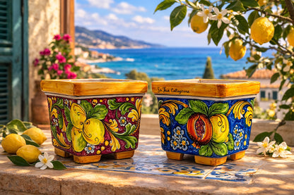 Ceramica di Caltagirone Square Planter – 17cm (6.7 inches) – Handcrafted Sicilian Ceramic Pot