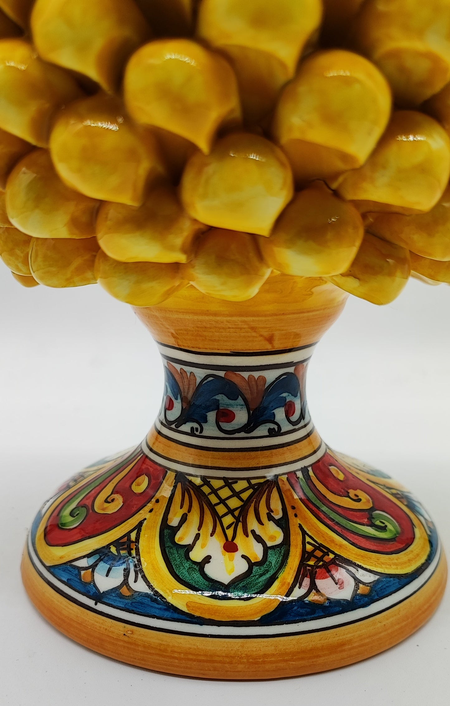 Handmade Sicilian Ceramic Pine Cone 28 cm – Yellow or Red Caltagirone Pigna