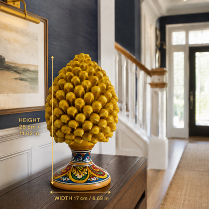 Handmade Sicilian Ceramic Pine Cone 28 cm – Yellow or Red Caltagirone Pigna