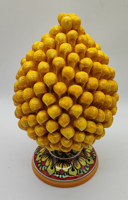 Handmade Sicilian Ceramic Pine Cone 26 cm – Yellow or Cobalt Blue Pigna Decor