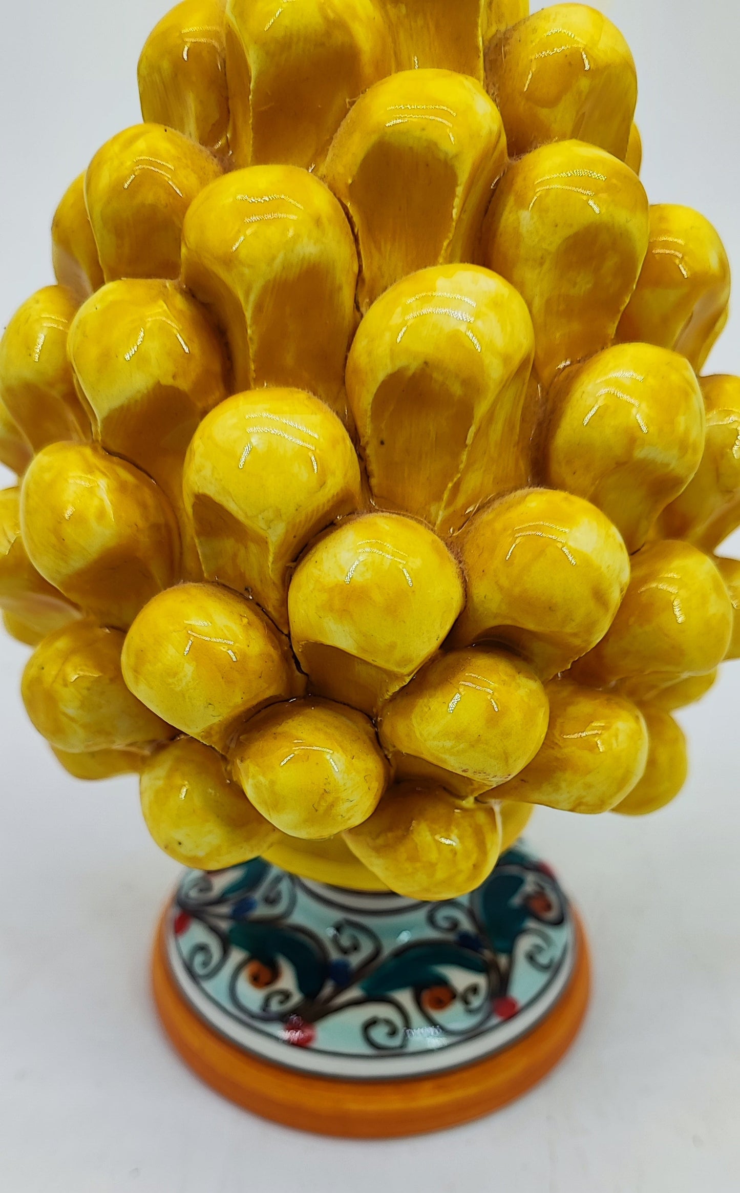 Handmade Sicilian Ceramic Pine Cone 17 cm – Italian Good Luck Home Decor