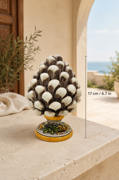 Handmade Sicilian Ceramic Pine Cone 17 cm – Colorful Italian Home Decor