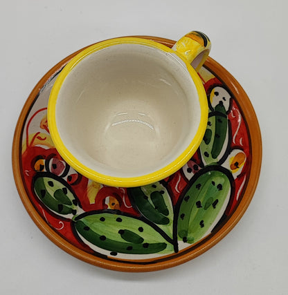 Hand-Painted Sicilian Espresso Cup and Saucer – Caltagirone Italian Ceramic
