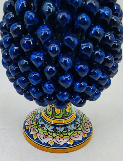Sicilian Ceramic Pine Cone 27 cm – Emerald Green or Cobalt Blue Handmade Pigna