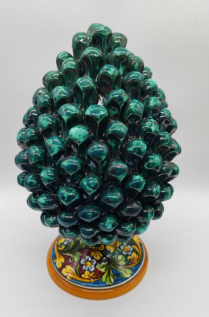 Emerald Green Sicilian Ceramic Pine Cone 31 cm – Italian Pigna