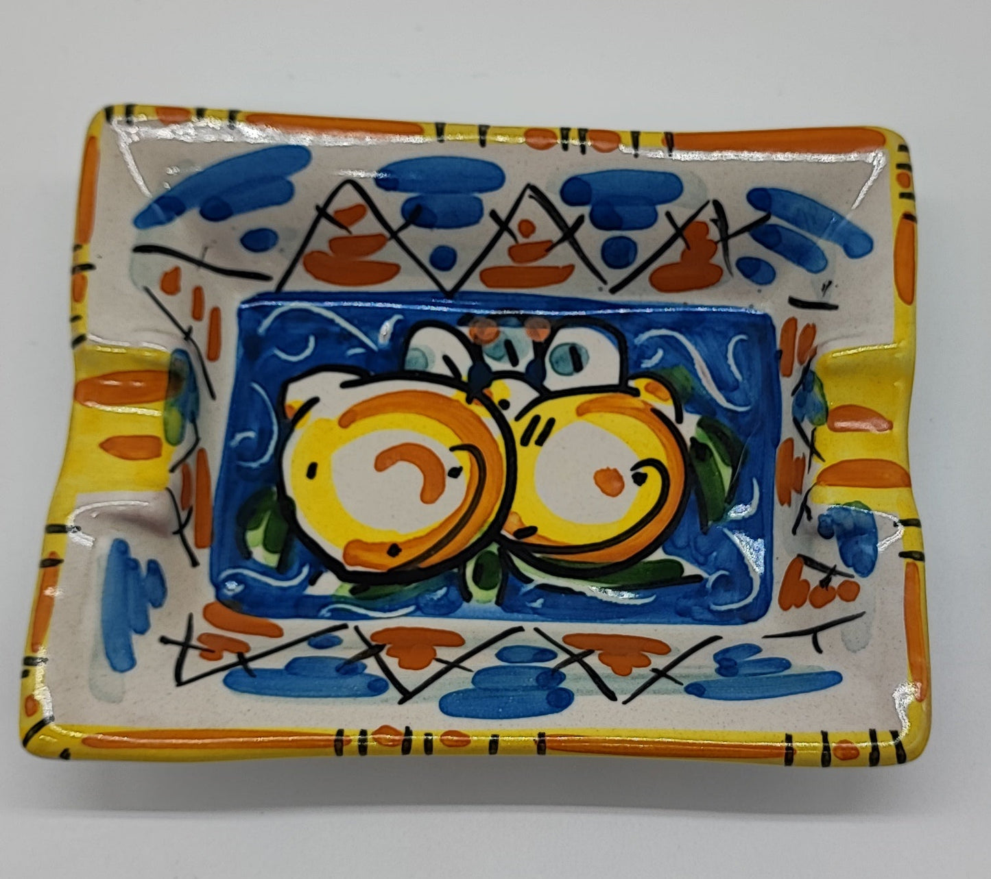 Hand-Painted Sicilian Ceramic Ashtray – Caltagirone Italian Pottery
