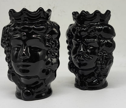 Black Sicilian Moorish head vase with height and width measurements
