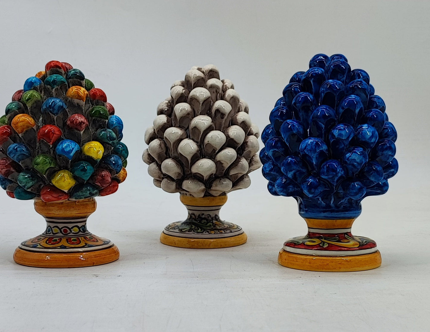 Handmade Sicilian Ceramic Pine Cone 17 cm – Colorful Italian Home Decor