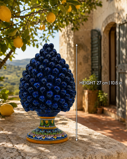 Sicilian Ceramic Pine Cone 27 cm – Emerald Green or Cobalt Blue Handmade Pigna