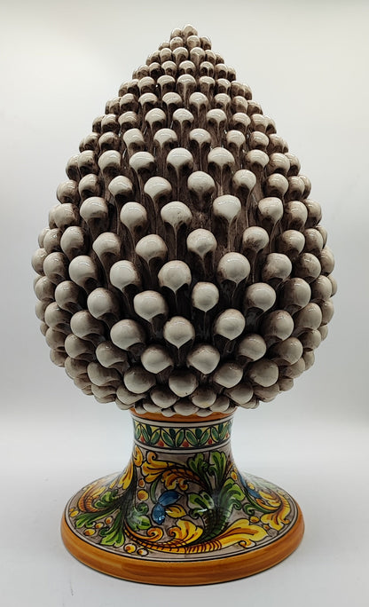 Large Sicilian Ceramic Pine Cone 42 cm – Hand-Painted Italian Pigna