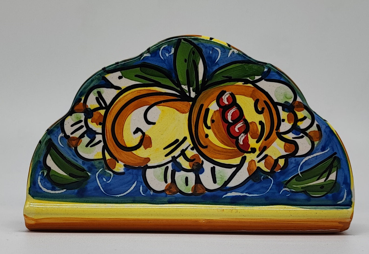 Hand-Painted Sicilian Ceramic Napkin Holder – Caltagirone Italian Pottery