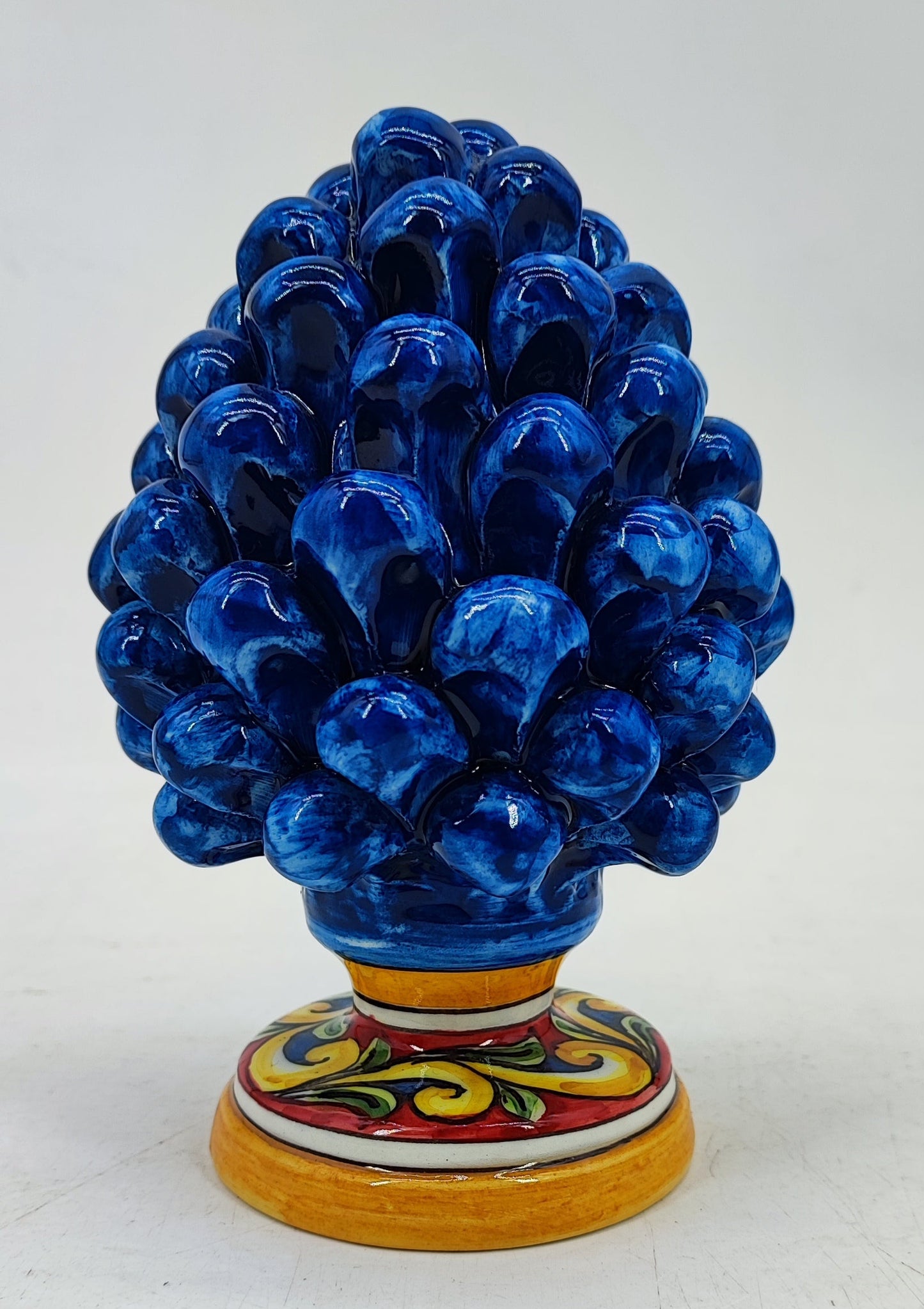 Handmade Sicilian Ceramic Pine Cone 17 cm – Colorful Italian Home Decor
