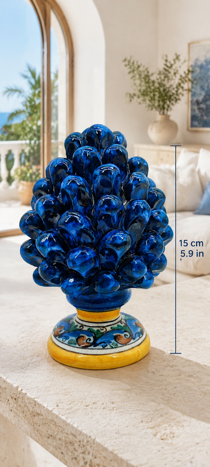 Handmade Sicilian Ceramic Pine Cone 17 cm – Italian Good Luck Home Decor