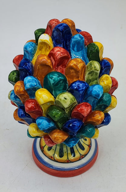 Sicilian Ceramic Pine Cone 22 cm – Emerald Green or Multicolour Handmade Pigna